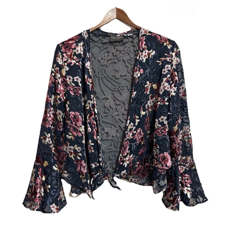 Dress Forum Velvet Burnout Open Kimono Top